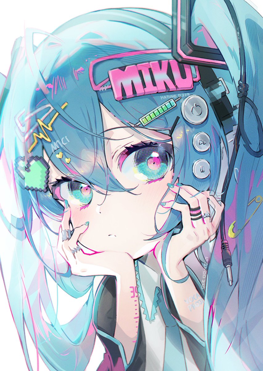 hatsune miku 1girl solo hair ornament ring twintails long hair hairclip  illustration images