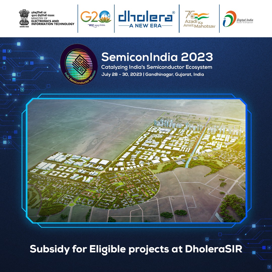 DholeraOfficial's tweet image. Semicon companies setting up project at #Gujarat #DholeraSIR #SemiconCity to get 75% Land Subsidy on the first 200 acres and 50% subsidy on additional land.

To learn more about the #DholeraSemiconCity, visit us at Gujarat Pavilion at Semicon India Exhibition at Mahatma Mandir,…