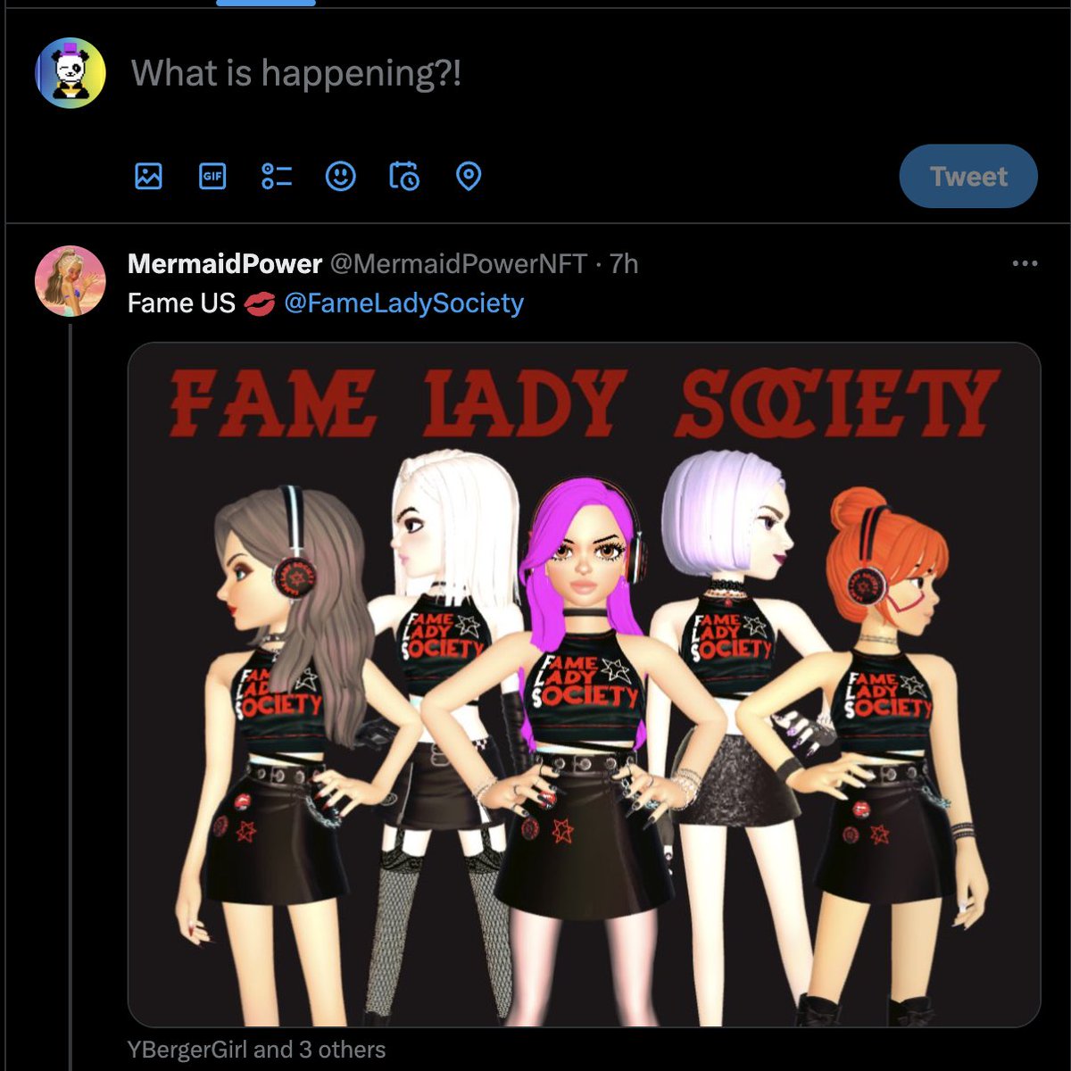 cd_BE's tweet image. This is how I like to start my morning on the office desktop. With @MermaidPowerNFT and Fame Us 💋 @FameLadySociety tweets, xweexs or how do we call it these days. #WebWe