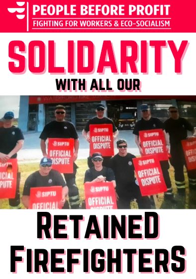 Retained #Firefighters across #Ireland are #striking today. 

Government bleeding the service. 

It Needs real attention. Government-managed #Retention and #Recruitment crisis. 

Government are not serious but the Strikers are.

We are with the workers. 
#WorkersCantWait #STRIKES