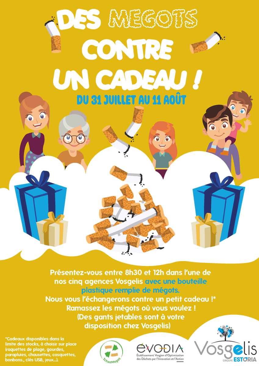#fillthebottle C'est reparti pour l'opération "des mégots contre un cadeau" du 31 juillet au 11 août, en partenariat avec <a href="/evodiavosges/">Évodia</a> et <a href="/TchaoMegot/">TchaoMegot</a> !