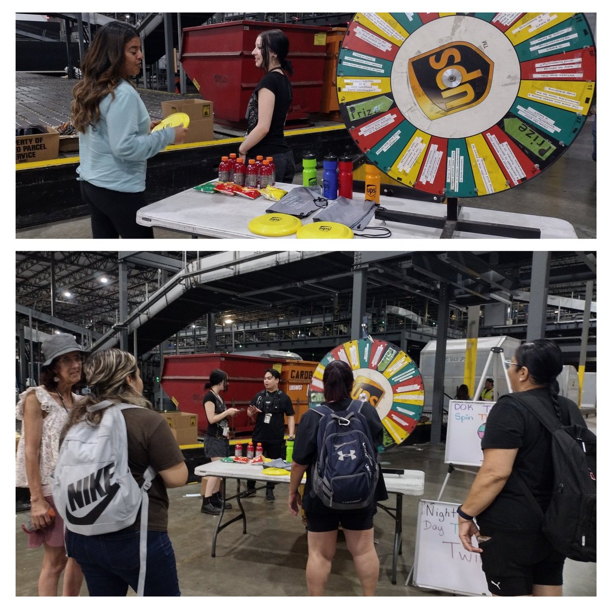 Last Tuesday of the month. Time for the safety wheel. Employee test their DOK knowledge and answer some wellness questions as well. They can get treats or prizes #safety24/7 @UPSers @TimLeslieUPS