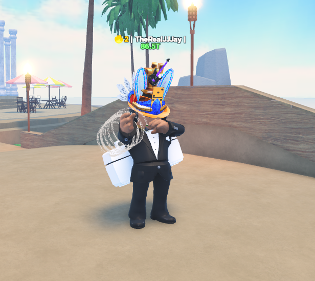 TheRealJJJay's tweet photo. @Skilled_Studio Sparkle time Valkyrie, easter bunny ears, carbon fiber headphones, domino crown, orange sparkle time fedora, gold Roblox music video award, white radio, lock n key necklace. https://t.co/KbvTdKPSVZ
