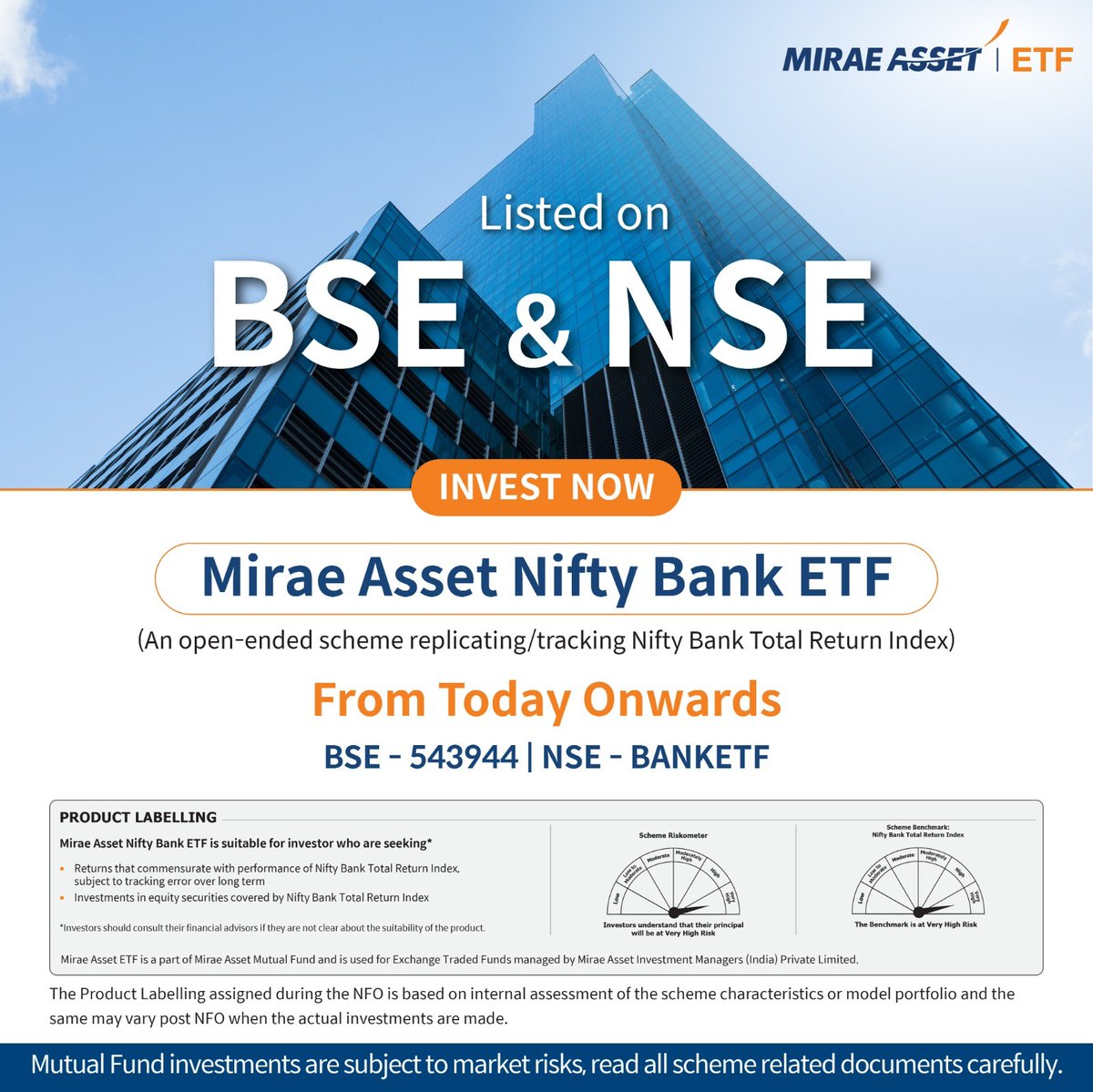 MiraeAsset_IN's tweet photo. Mirae Asset Nifty Bank ETF is now Listed on BSE and NSE
Invest Now - https://t.co/1BLvaYBqtF
#miraeassetmutualfund #miraeasset #mutualfund #funds #investing #BSE #NSE #banks #bankingetf #exchangetradedfund #stayinvested #assets #investor #financialfreedom #financialplanning https://t.co/jvVshJPn7M