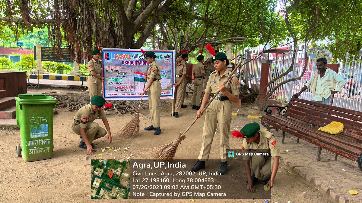 NccDei's tweet photo. On 24th #VijayDiwas, 7/1 Coy. 1UP BN NCC AGRA commemorated the valour &amp; sacrifice of our brave hearts. 
Paid homage to our martyrs &amp; conducted lecturette on OP VIJAY, along with a cleanliness drive, upholding service &amp; dedication.

@HQ_DG_NCC @NCCDteUP https://t.co/SJtAYGn2Gh