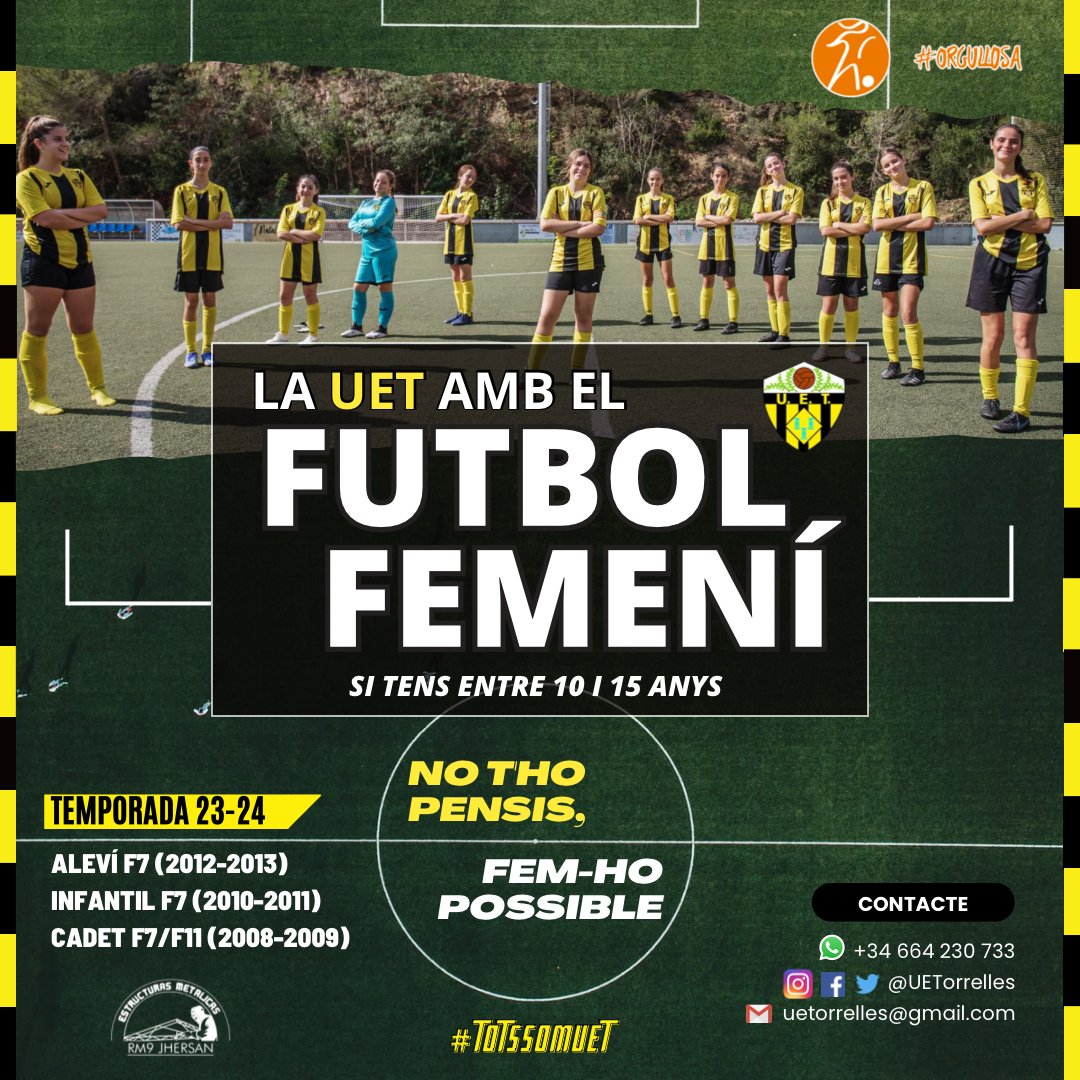 ⚽️ La UET continua apostant pel futbol femení i busca noies que vulguin formar part del club. 

📢 Si t'agrada el futbol i tens entre 10 i 15 anys, no t'ho pensis més!

📲 Posa't en contacte amb l'entitat a través de <a href="/uetorrelles/">Unió Esportiva Torrelles</a> o uetorrelles@gmail.com.

#totssomuet #futfem