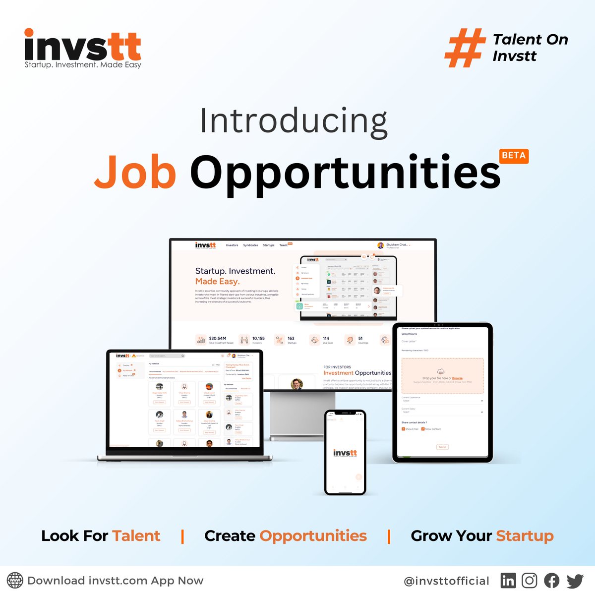 invsttdotcom's tweet photo. We are thrilled to announce #TalentOnInvstt, our game-changing hiring platform! Say goodbye to outdated hiring methods and hello to a future of unlimited talent acquisition. π
Check it out now: https://t.co/IjwitlkPc9
#Hiring #Job #Invstt2023 #Beta https://t.co/bz2B9ZkTca