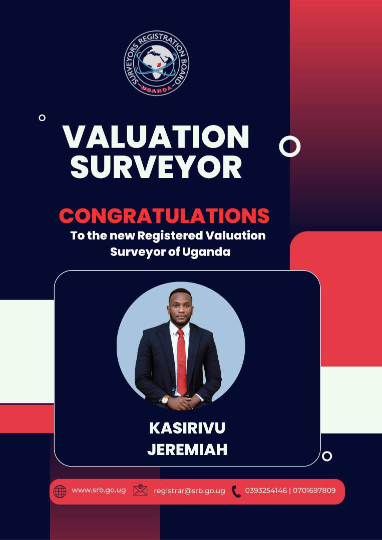 Surveyors Registration Board (@srb_uganda) on Twitter photo Congratulations to all the newly Registered Surveyors of Uganda. Please ensure to maintain professional standards in execution of your duties. We wish you the best of luck.<a href="/ministry_lands/">Ministry of Lands,Housing and Urban Development</a>,<a href="/MoWT_Uganda/">Ministry of Works & Transport</a> <a href="/ARBUganda/">Architects Registration Board - Uganda</a>,<a href="/ERBUganda/">Engineers Registration Board - Uganda</a>. Congratulations to all the newly Registered Surveyors of Uganda. Please ensure to maintain professional standards in execution of your duties. We wish you the best of luck.<a href="/ministry_lands/">Ministry of Lands,Housing and Urban Development</a>,<a href="/MoWT_Uganda/">Ministry of Works & Transport</a> <a href="/ARBUganda/">Architects Registration Board - Uganda</a>,<a href="/ERBUganda/">Engineers Registration Board - Uganda</a>.
