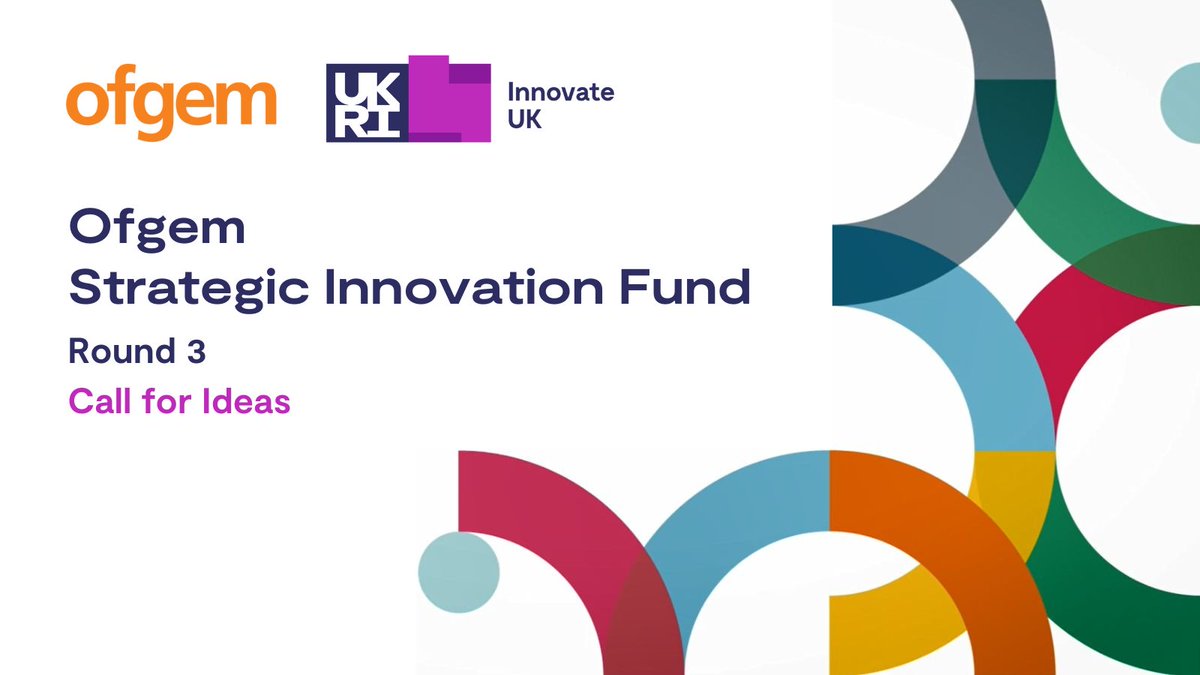 📣 Have an innovative idea to tackle energy network challenges? We want to know about it.

There’s still time to apply to the #OfgemSIF Round 3 Call for Ideas.

Apply here👉 ow.ly/qI46104J6MO

The @ofgem Strategic Innovation Fund is delivered in partnership w/ @innovateuk.
