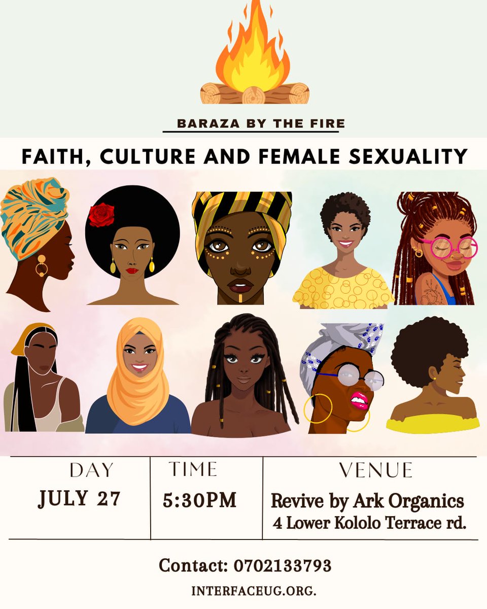 Connect with us tomorrow as we discuss  crucial topics amongst & enjoy a good time with friends

Free entry from 5:30pm

Visit us at plot 4, lower Kololo.
Call 0750431689 for any inquiries.

#revivebyark #barazabythefire #femalesexuality #faith #culture #chillplans