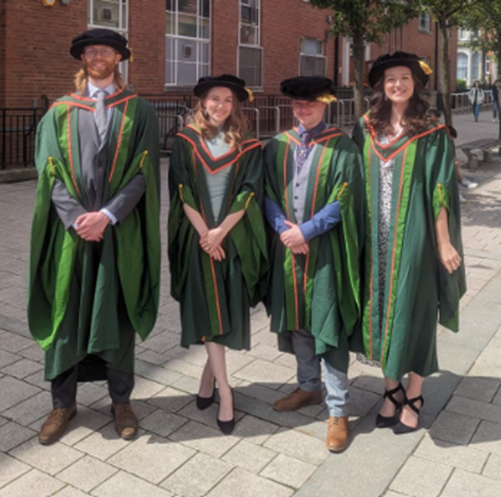 CONGRATULATIONS to our new postdocs Drs Sam Haysom, Romany Horne, James Whitehouse and Sammy Lawrence, pictured here on their graduation day yesterday. Well done for all that hard work, and for all finding excellent employment. We’ll miss you very much. 📷