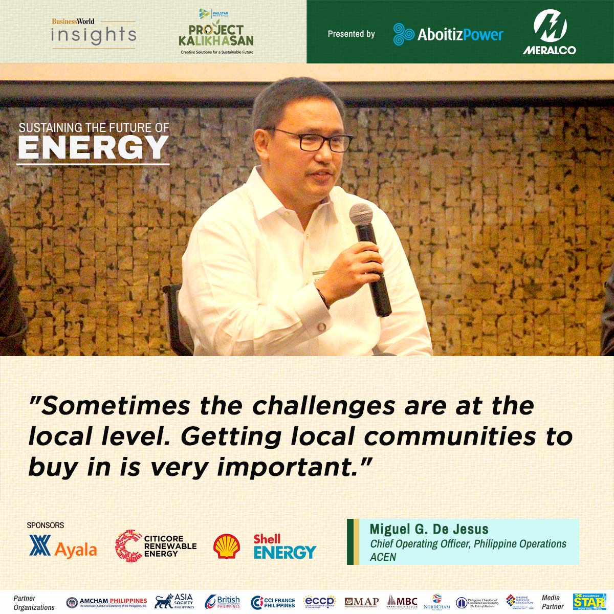 bworldph's tweet photo. Miguel G. De Jesus of ACEN points this out about rolling our renewable energy projects during the first panel discussion.
#BusinessWorldInsights #ProjectKaLIKHAsan #PoweringEnergy #BWorldX https://t.co/iJ72Pmtxoy