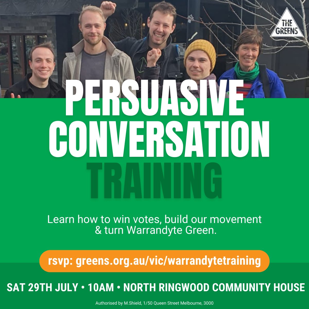 The Warrandyte by-election is less than 8 weeks away! We have an amazing opportunity to turn Warrandyte Green with our proud, people-powered movement.

Make sure to RSVP for our  ⚡ Warrandyte Weekend of Action ⚡ to get involved!

RSVP now at greens.org.au/vic/warrandyte…