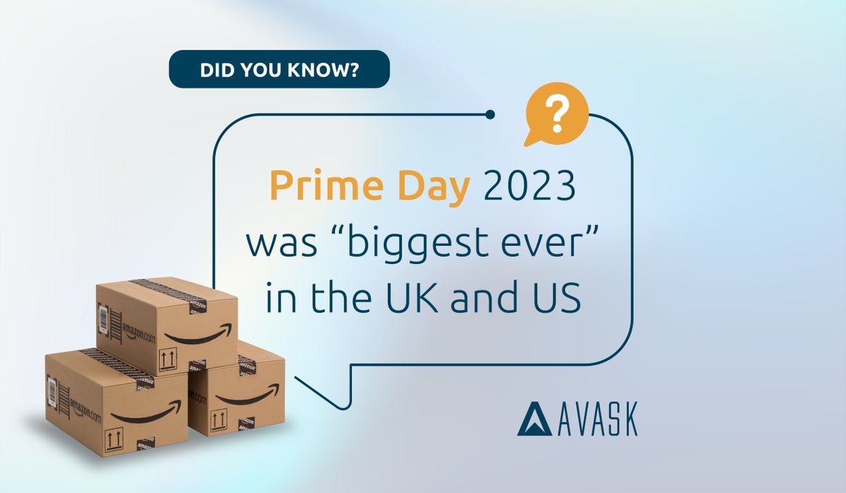 In the UK, the total online spend reached £1.2bn - a 2.4% rise compared to Prime Day 2022.

US online sales during Amazon’s #PrimeDay rose 6.1% to reach $12.7 billion.

Want to maximise your sales on Amazon all year round? We can help!

#AVASK #AmazonNews #PrimeDay2023 https://t.co/OdG9T9ux4T