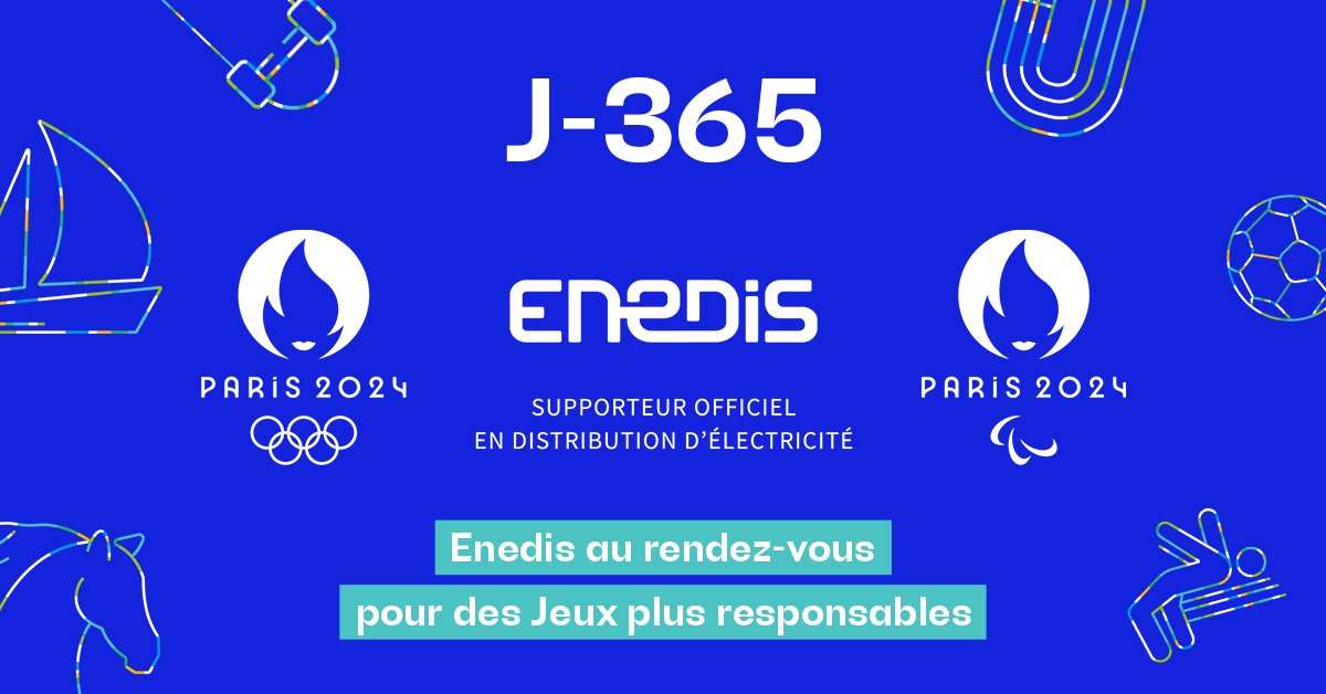 Enedis (@enedis) on Twitter photo Les Jeux Olympiques de <a href="/Paris2024/">Paris 2024</a> commencent dans 1 an jour pour jour ! 🥳
Enedis est fier de contribuer à la réussite de cet événement en assurant le raccordement durable de l’ensemble des sites au réseau public de distribution d’électricité.🤝
#Paris2024 #EnRoutePourParis2024 Les Jeux Olympiques de <a href="/Paris2024/">Paris 2024</a> commencent dans 1 an jour pour jour ! 🥳
Enedis est fier de contribuer à la réussite de cet événement en assurant le raccordement durable de l’ensemble des sites au réseau public de distribution d’électricité.🤝
#Paris2024 #EnRoutePourParis2024