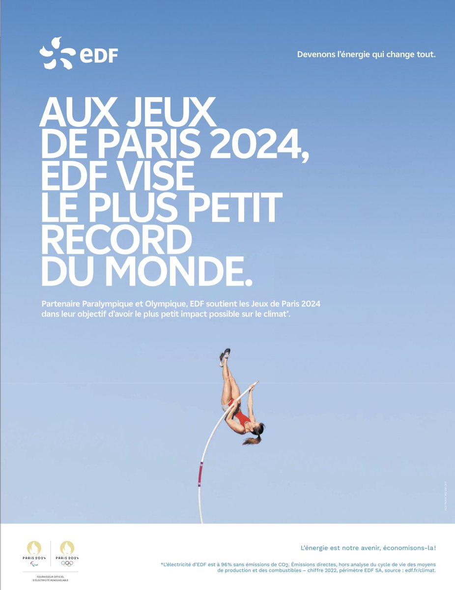 Dans 1 an aura lieu la cérémonie d’ouverture des Jeux Olympiques de #Paris2024. Depuis 2019 @EDFofficiel est mobilisée avec une mission claire : contribuer à faire de #Paris2024 les Jeux les plus responsables de l’Histoire.