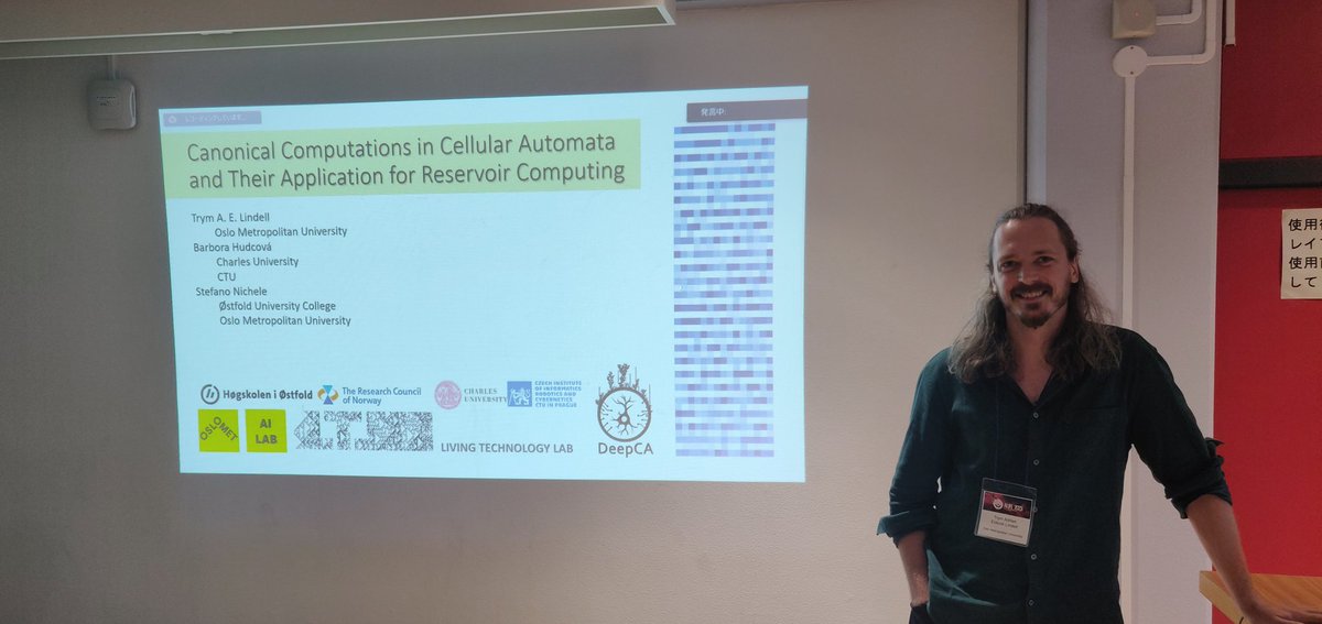 Our presentation by Trym at #ALIFE2023 <a href="/ALifeConf/">ALIFE Conference 2025</a> on canonical computations in CA <a href="/OsloMet/">OsloMet</a> <a href="/hiofnorge/">Høgskolen i Østfold</a> <a href="/DeepCA_NFR/">DeepCA</a> <a href="/HudcovaBarbora/">Barbora Hudcova</a>