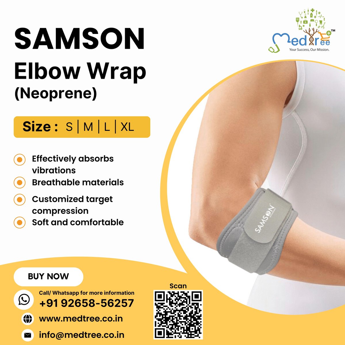 Samson Elbow Wrap (Neoprene)
Buy Now : medtree.co.in/product/elbow-…

#elbowwrap #elbowpain #elbowpainrelief #elbowsupport #handsupport #forearmbalance #compressionwear #workout #healthcare #HealthCareProducts #orthopediccare #samson #medtreeindia #MedTree #neoprene