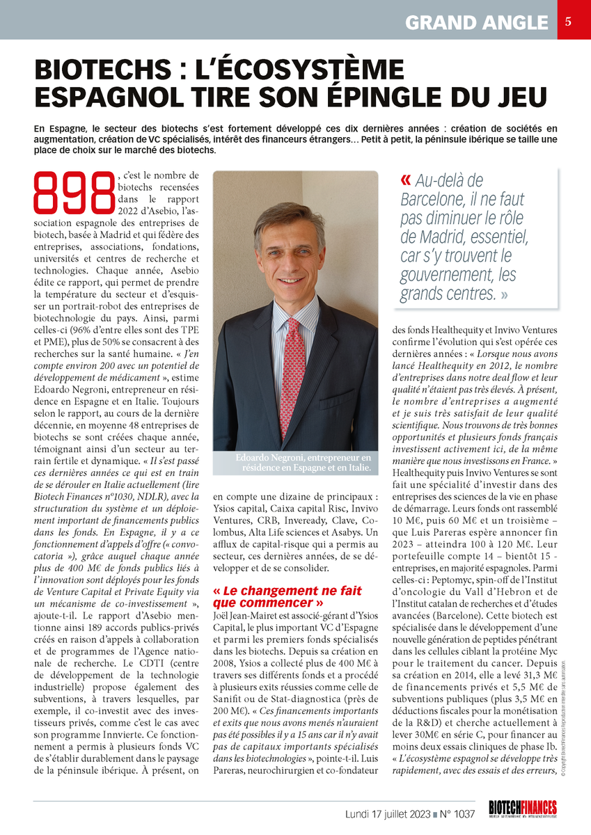 YsiosCapital's tweet photo. 📰 #Press I @Biotech_finance depicts the flourishing #Spanish #Biotech ecosystem  and its main players. Featuring @Jean_Mairet  - "#Biotechs : l’écosystème #Espagnol tire son épingle du jeu" 

cc/ @MarieAlbessard  

👉 https://t.co/CXHGNUeVBK 

#vc #biotech #spain #france https://t.co/D8TfaUebhP