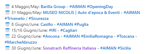 After the official handover during #EuroMaintenance2023, the long #RoadShow towards #EuroMaintenance2024 has officially started: between May and June we organized many stages around Italy! You were there too? 

#Maintenance | #AssetManagement | <a href="/assoaiman/">A.I.MAN.</a>