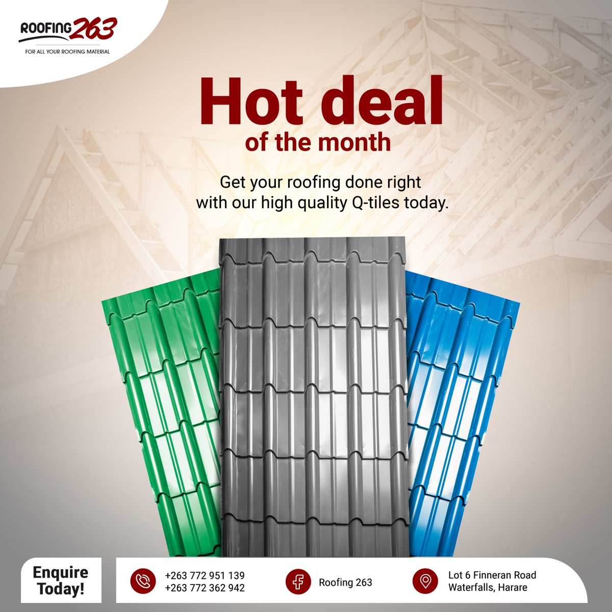 roofing263's tweet photo. Get this hot deal of the month: high quality and durable Qtiles for only $7.50/m (0.4mm).

 We also accept lay-by on your terms.

Order yours today; call or whatsapp: +263 77 295 1139

#roofingleaders #roofing #qtiles #ibrsheets #ridges #gutters #quality #housing #construction https://t.co/0HnWZDz0vq