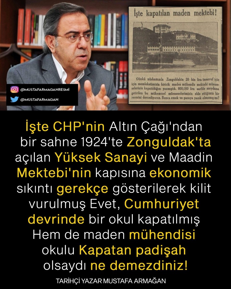 İşte CHP'nin 'Altın Çağ' ondan bir sahne Zonguldak Sanayi ve Maden Mektebi kapatılmış Sebep parasızlık Peki ya bu okulu Sultan Abdülhamid kapatsaydı ne demezdiniz