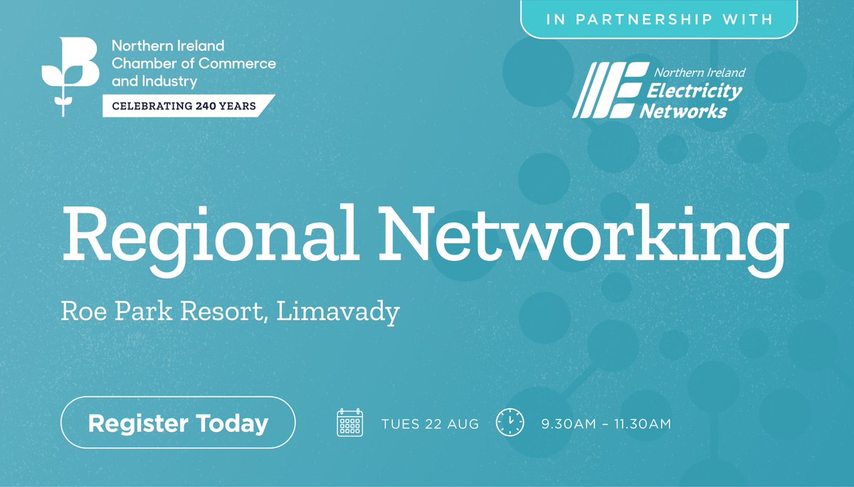 Our next Regional Networking event is taking place in @RoeParkResort on 22 August. Guests will hear from Louise Brogan, Founder of Louise Brogan Ltd, on how to develop and grow your LinkedIn account as well as leverage the platform to generate leads and build your personal brand…