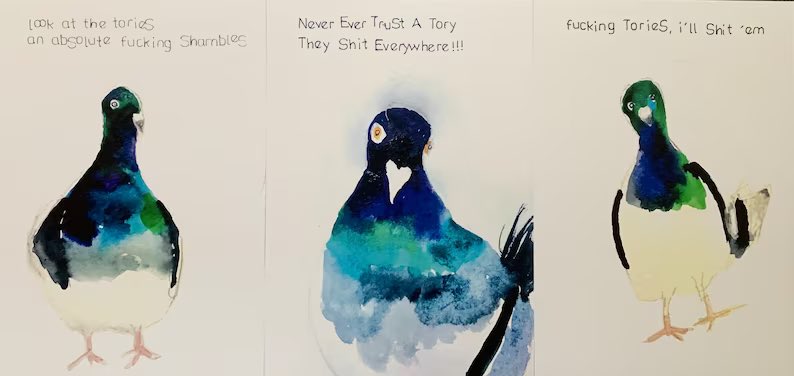 Anti Tory pigeon triptych 👉 etsy.com/uk/listing/822…