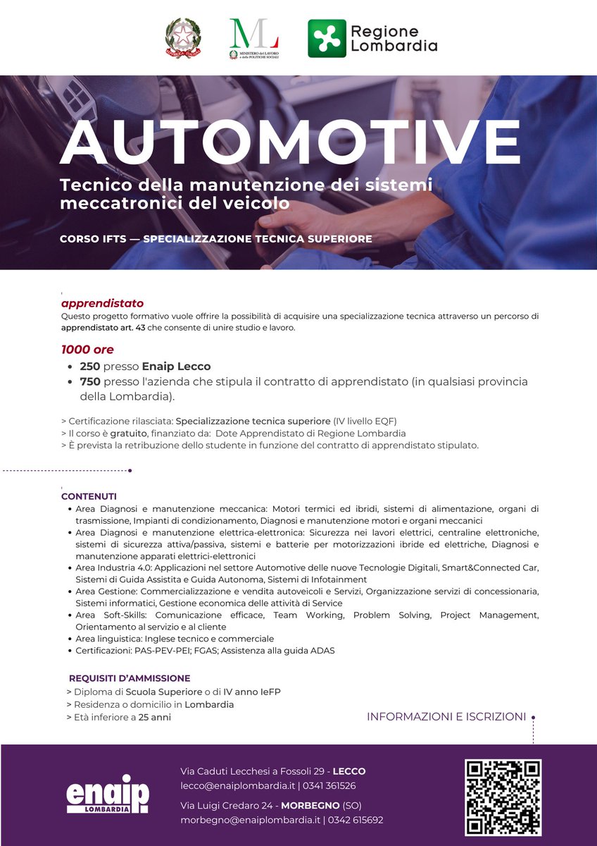 Andrea_Donega's tweet photo. Dove alcuni vedono #lanzichenecchi noi di #Enaip a #Lecco e #Morbegno vediamo ragazzi/e su cui investire per costruire il futuro del paese curando competenze e rispondere ai loro desideri e alle esigenze delle imprese: A #ottobre parte percorso innovativo #IFTS su #automotive👇🏻 https://t.co/zoMNE2dvpV