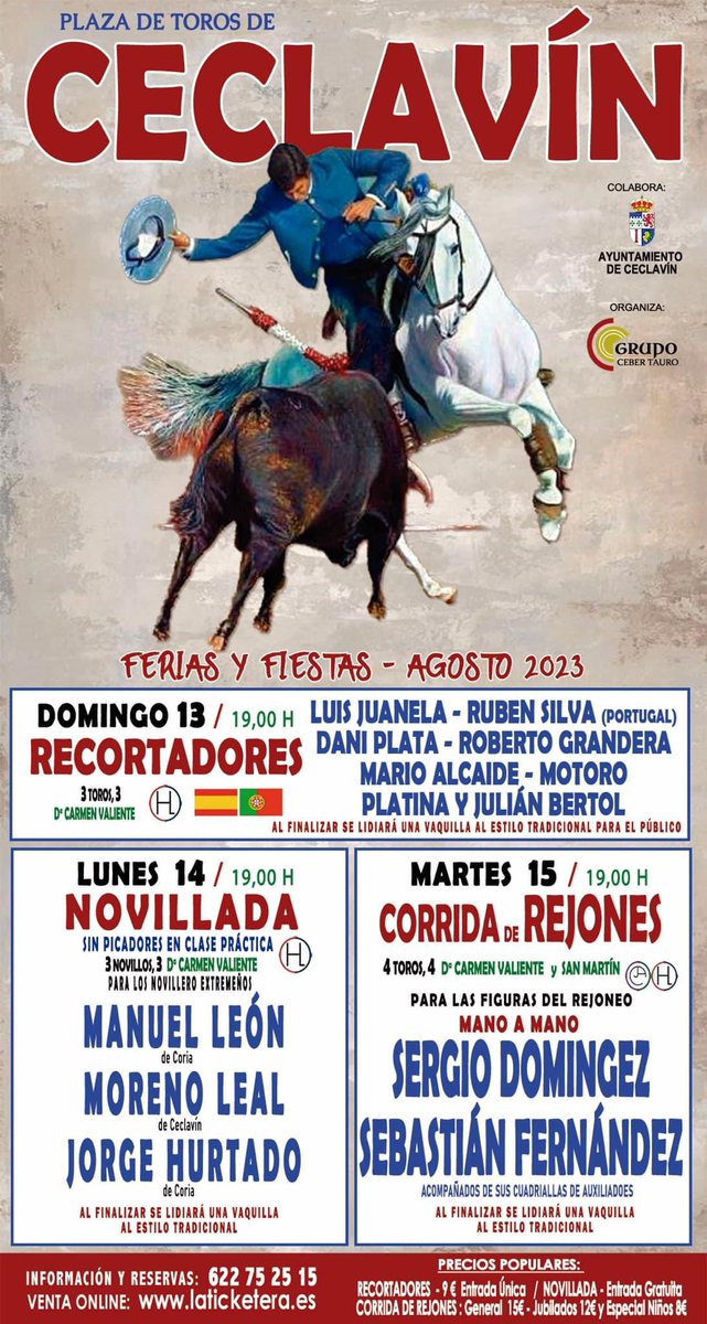🗓 15 de agosto de 2023

📍 Ceclavín (Cáceres)

🐴 <a href="/Sergio_Dminguez/">sergio dominguez</a> 

🐴 <a href="/SebitaFM/">sebastian fernandez </a> 

🐂 <a href="/TorosCarmen/">Ganaderia Carmen Valiente</a>