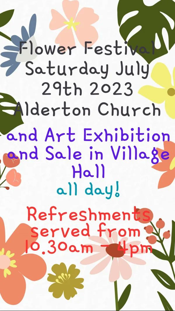 glosinfo's tweet photo. Alderton Village Flower Festival and Art Exhibition will take place on Saturday 29th July from 10am to 4pm. 

Entry is free although donations will be gratefully received. There will also be two competitions for children. 

More here: https://t.co/IJozPkYjwq https://t.co/iXQcpICDrN
