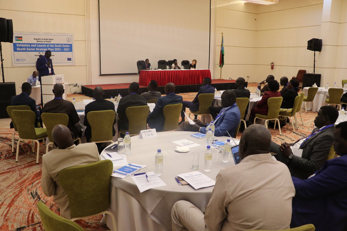WHOSouthSudan's tweet photo. Today, the Minister of Gender and Social Welfare who is also the acting Minister of Health, Hon. Aya Benjamin, along with other high-level-government officials, donors, UN, and other partners validated &amp; launched the 🇸🇸 Health Sector Strategic Plan 2023-2027. @GAC_Corporate https://t.co/w1reJFCUQo