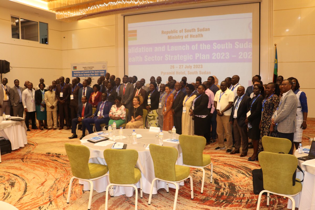 WHOSouthSudan's tweet photo. Today, the Minister of Gender and Social Welfare who is also the acting Minister of Health, Hon. Aya Benjamin, along with other high-level-government officials, donors, UN, and other partners validated &amp; launched the 🇸🇸 Health Sector Strategic Plan 2023-2027. @GAC_Corporate https://t.co/w1reJFCUQo