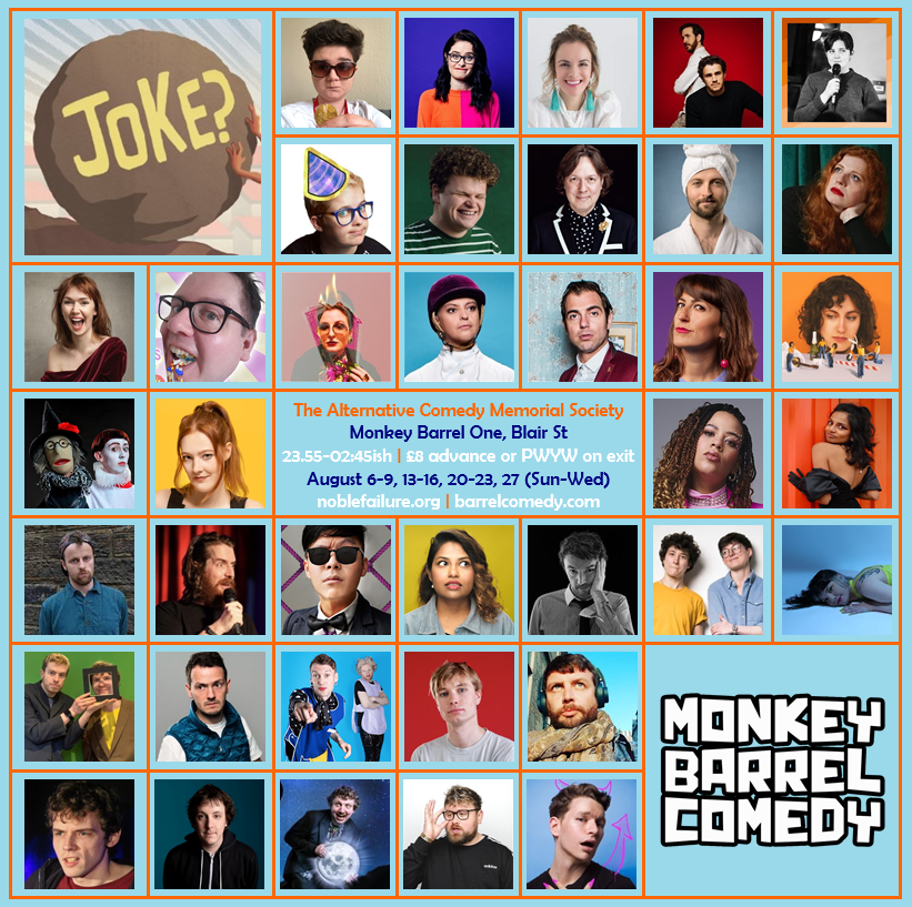 AltComMemSoc's tweet photo. In Edinburgh this summer? Come see e.g.
@Adelecliff, @hashtagcerys, @FrizFrizzle, @geraldinehickey, @kathyaqm, @LachyWerner, @marydoesgigs, @MrSamSee, and @twonkeys
...in both their solo shows (https://t.co/BkVCs3JSnl) and at #ACMS at @barrelcomedy (https://t.co/KmEeAiaESf)! https://t.co/RTxkdIagrC