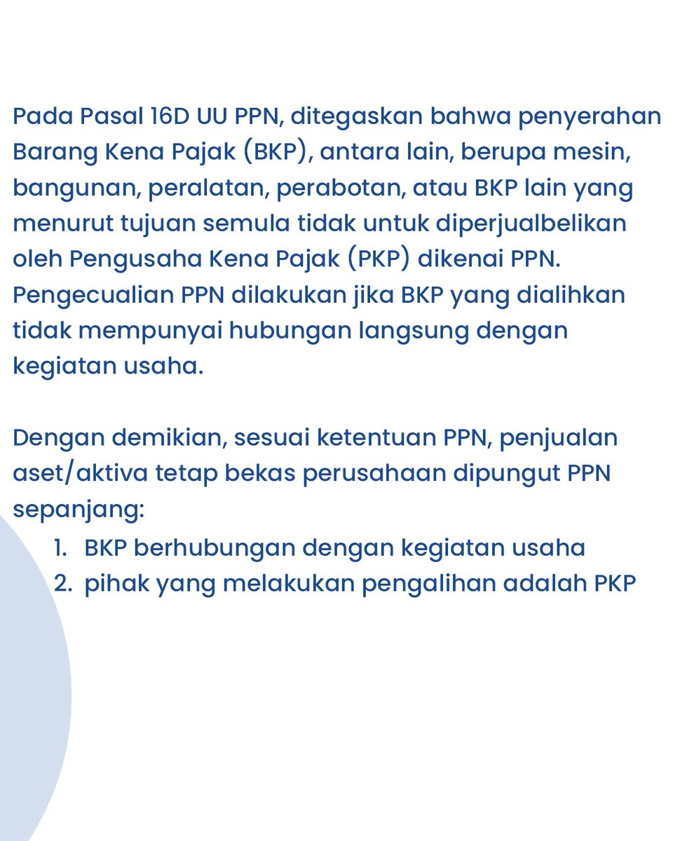 redaksi_ortax's tweet photo. Tapi kalau aset perusahaannya di jual, akan kena pajak gak ya?🤔
Yuk simak apa saja ketentuan perpajakan atas penjualan aktiva perusahaan pada Tax Learning berikut ini🙂
#Ortax #pajak #pajakindonesia #tax #infopajak #updatepajak #ortaxupdate #taxlearning #ppn #asetperusahaan https://t.co/Kd1kNrBeYB