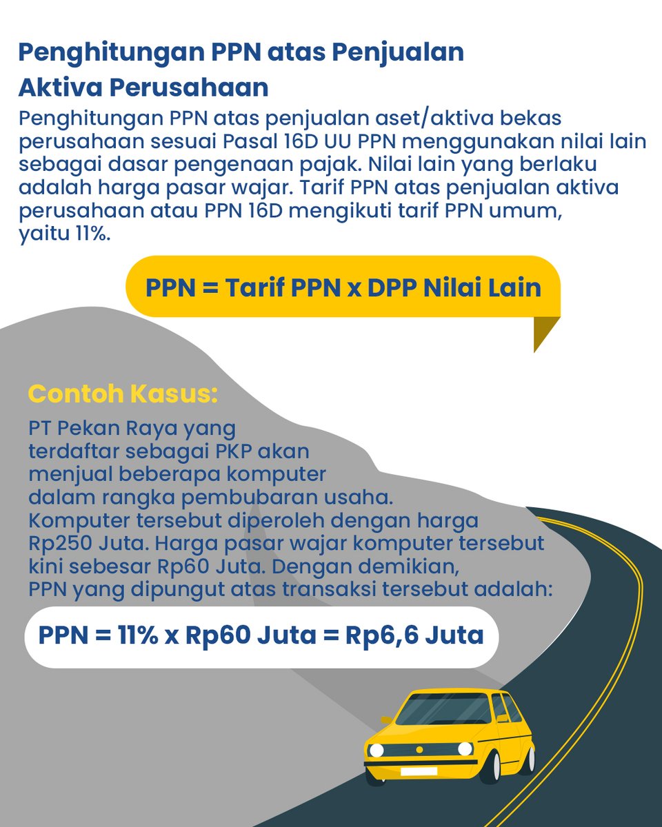 redaksi_ortax's tweet photo. Tapi kalau aset perusahaannya di jual, akan kena pajak gak ya?🤔
Yuk simak apa saja ketentuan perpajakan atas penjualan aktiva perusahaan pada Tax Learning berikut ini🙂
#Ortax #pajak #pajakindonesia #tax #infopajak #updatepajak #ortaxupdate #taxlearning #ppn #asetperusahaan https://t.co/Kd1kNrBeYB