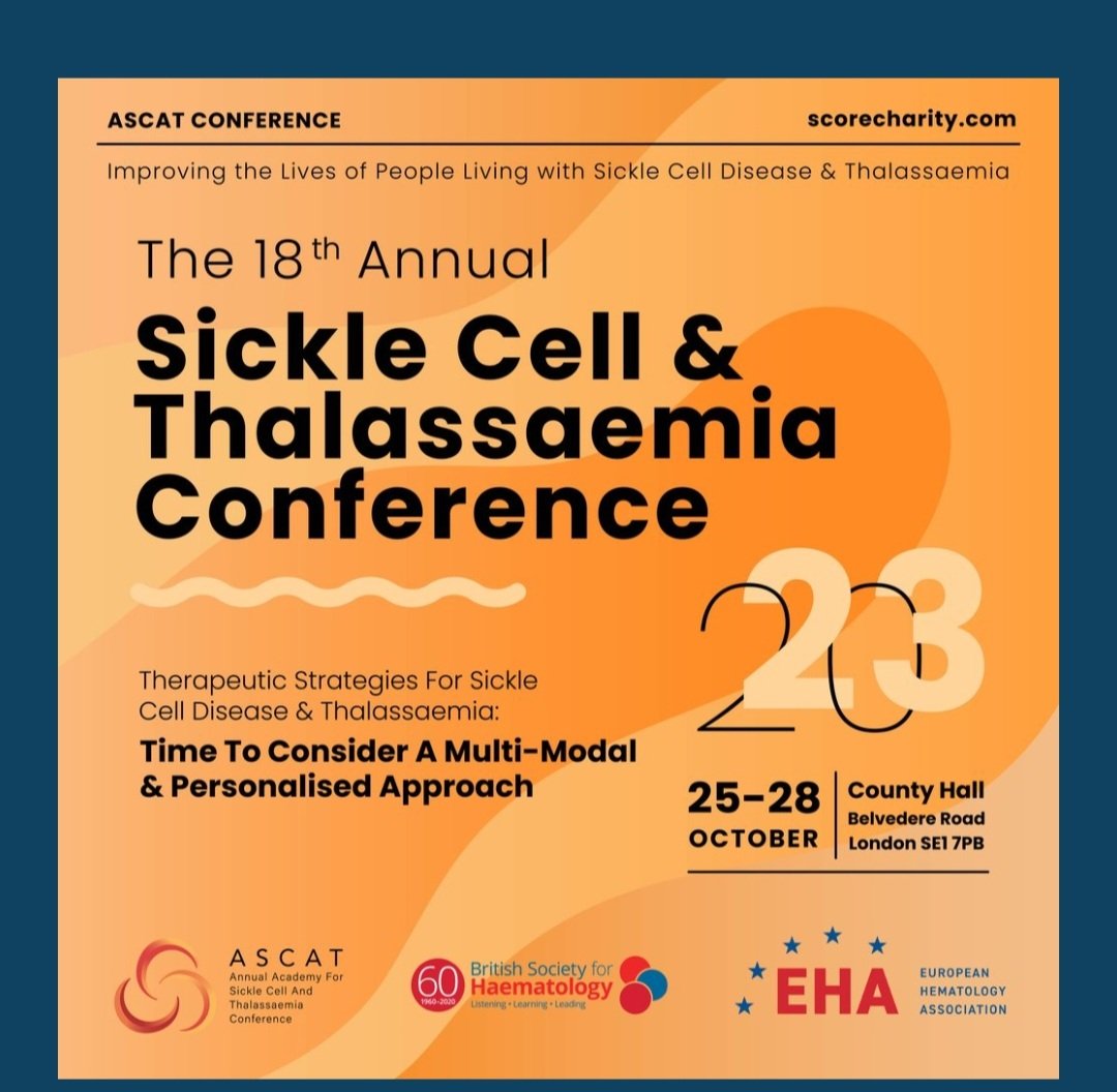 Another great conference not to be missed! This one is extremely special as it focuses entirely on #Sicklecelldisease and #Thalassaemia. Thanks to @ascatconference founder @PdbInusa & @ERNEuroBloodNet. Patients are given the opportunity to share and be involved properly!