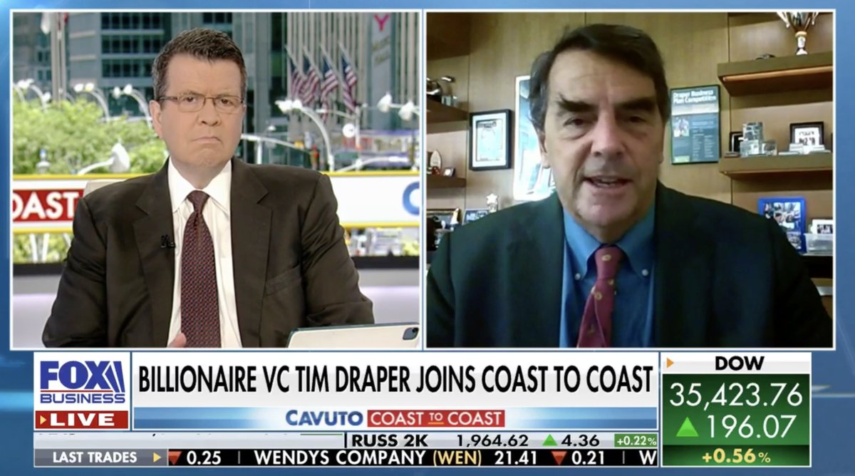 BitcoinMagazine's tweet photo. NEW - Billionaire Tim Draper on Fox News: I think that #Bitcoin is going through the same curve the internet did.

"The internet became such an important part of our world and I think the same thing is going to be true of Bitcoin." https://t.co/ajVwEwlwXz