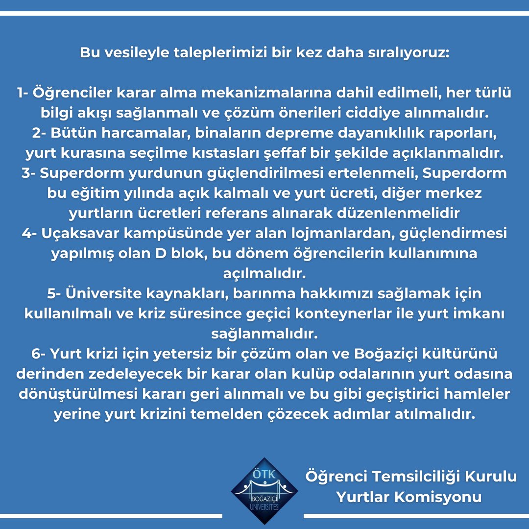 boun_otk's tweet photo. Merhaba arkadaşlar ✋

Okul yönetiminin yurt krizine dair yaptığı asılsız açıklamaya ve karalama kampanyasına karşı ÖTK yurtlar komisyonu olarak cevabımızdır
#bogazicibarinamiyor https://t.co/0G0mTneERl