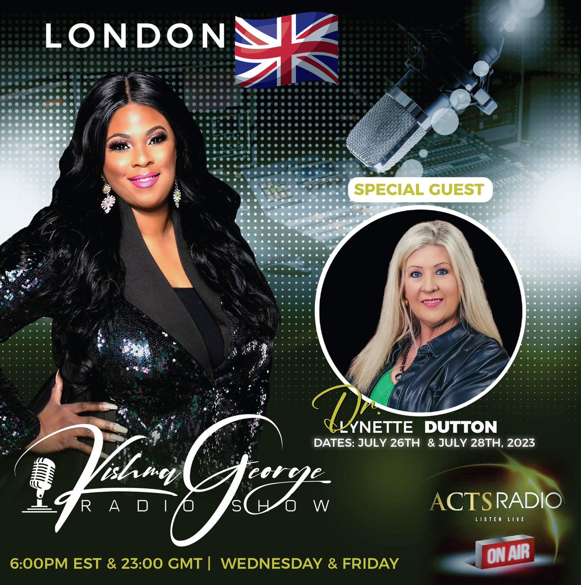 🎙🇬🇧🎙Dreamers!!! Don’t Miss Dr.Lynette K Dutton Radio Interview TODAY @ 6:00PM EST on Acts Radio  Network in LONDON !! <a href="/LynetteDutton/">Lynette K. Dutton</a> <a href="/iamDrDutton/">Joseph Dutton</a> 

🇬🇧Dreamers!!! Tune in TODAY @ 6:00PM EST/23:00 GMT actsradio.org.