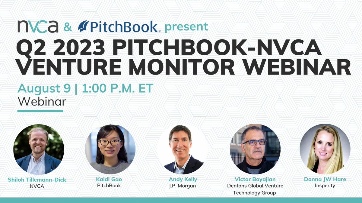 nvca's tweet photo. 🗓️ August 9: Join NVCA and @PitchBook, with @Insperity, @jpmorgan, and @DentonsVTG, for a discussion highlighting insights from the recently released Q2 2023 #VentureMonitor.
Save your seat ⬇
https://t.co/TPxREC4oGX
#venturecapital #data #webinar https://t.co/ca4nWbq01Q