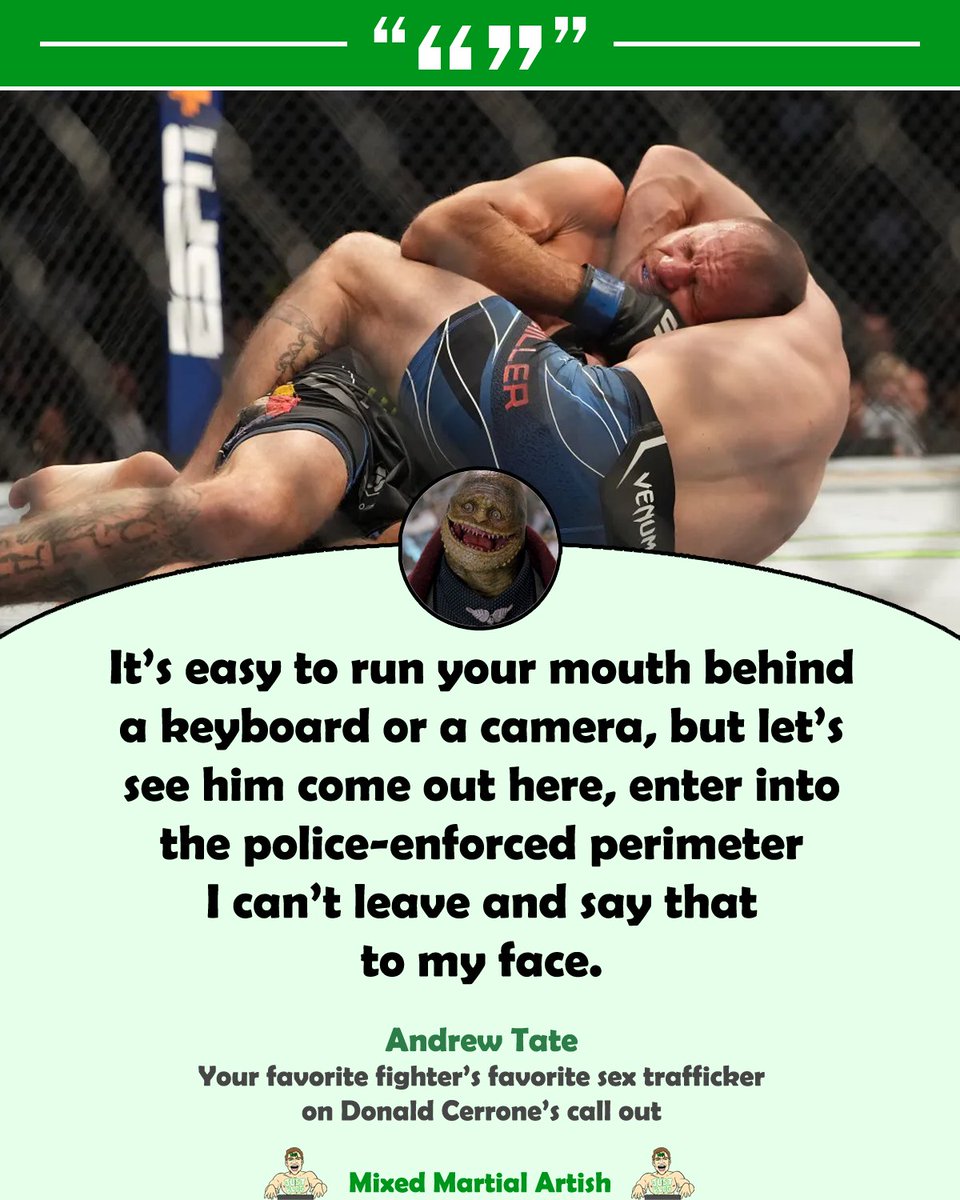 Not so tough when you're in the very small portion of the world he's allowed to be in. #mma #ufc #andrewtate #donaldcerrone #mixedmartialartish