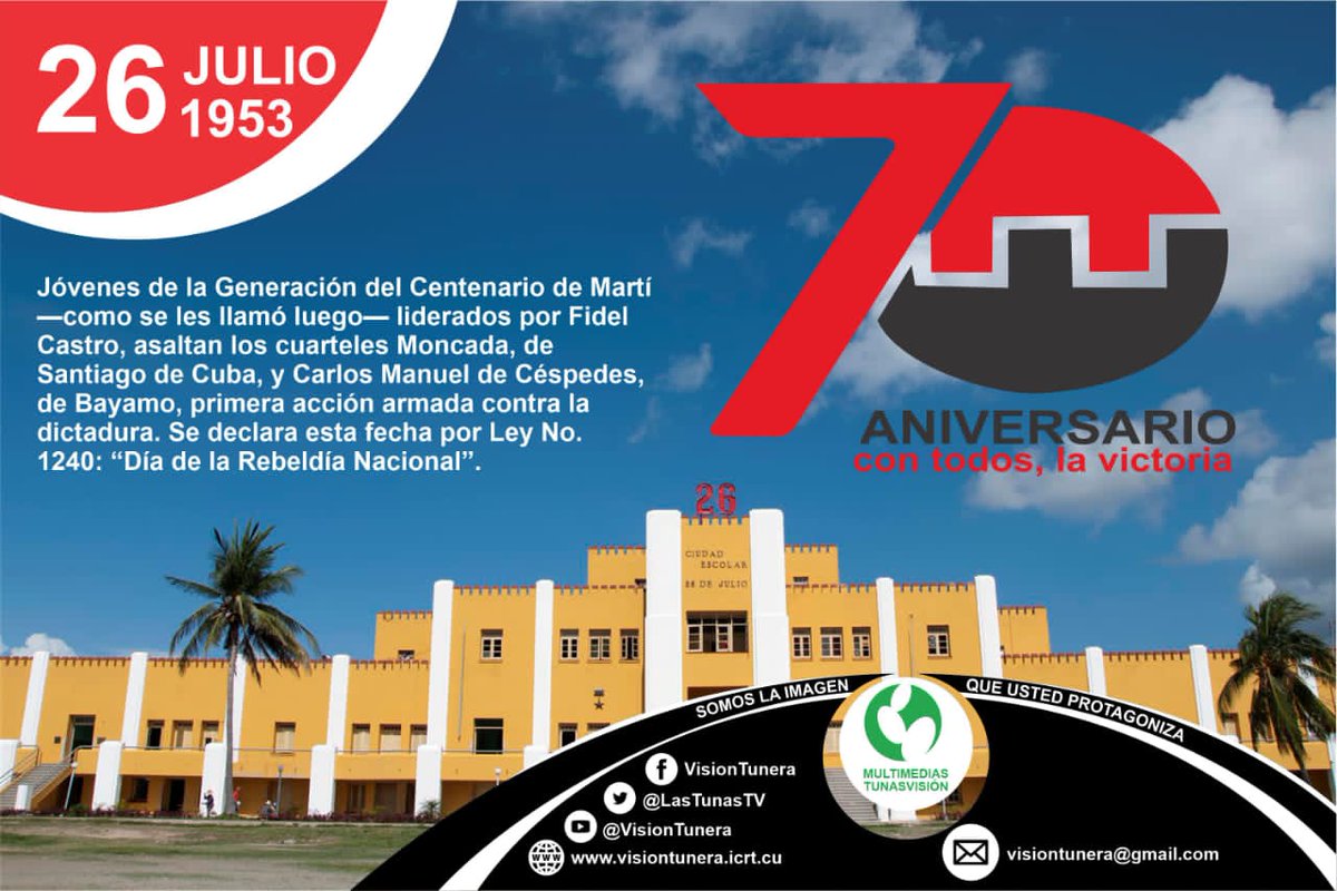 Anyculturales's tweet photo. Tributo a la generaciòn del centenario en el aniversario 70 del asalto a los cuarteles Moncada y Carlos Manuel de Cèspedes.
@Liagr23 @Ilia_Toirac_TV 
@diazbardon @CubanoYoe 
@yelen https://t.co/6N4GCInMiB