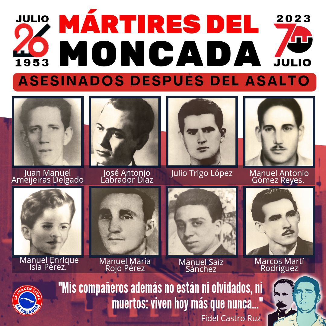 2/3
A pesar de la valentía de los jóvenes revolucionarios, no puieron tomar la fortaleza, pues los superaban en número y armas. Y por orden del dictador, masacraron a la mayoria y el resto cazados, detenidos, enjuiciados y condenados a prisión.
#70Moncada
#ConTodosLaVictoria
#DZT