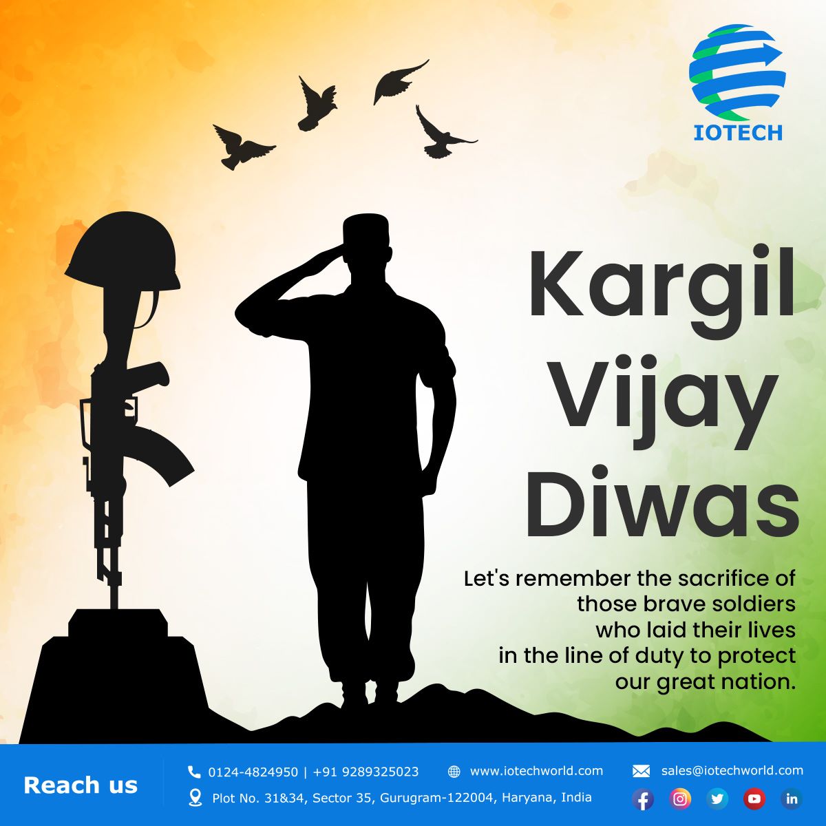 IoTechWorld's tweet photo. Let’s remember the sacrifice of our brave soldiers who laid their lives in the line of duty to protect our great nation.
#kargilvijaydiwas #iotechworld #salute #soldiers #india https://t.co/zumnBmA1DW