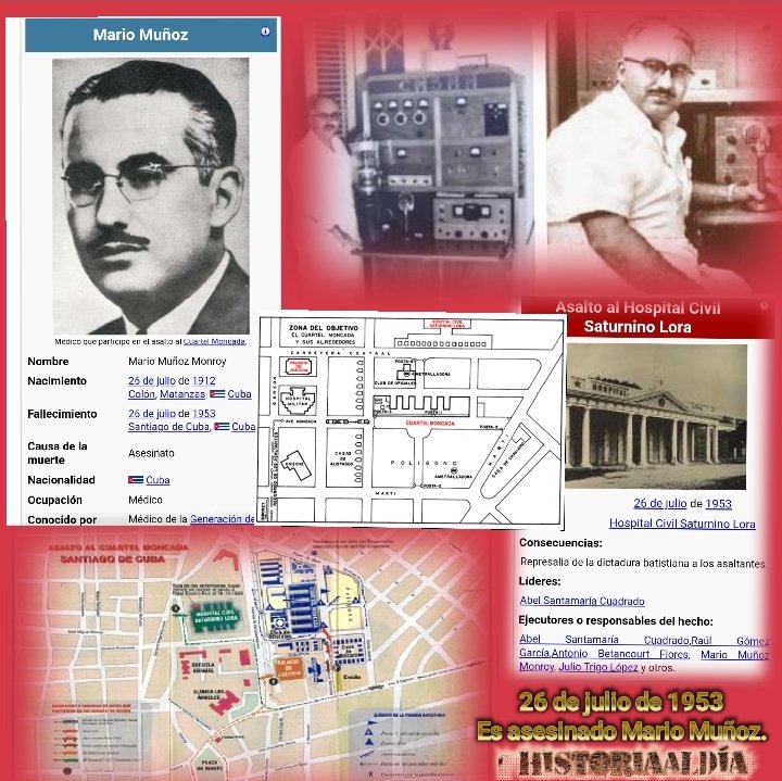 VidePvide's tweet photo. Tras las 👣 de la Historia 📖📝
Comparte y Divulga la Historia. Efemérides 26 de julio.
👣Fallece Pepe Antonio.
👣Asalto a los cuarteles Moncada y Carlos M. de Céspedes.
👣Mario Muñoz es asesinado en su propio cumpleaños.
👣Comienza la persecución y asesinatos. #HistoriaAlDía https://t.co/0rAM2SPq42