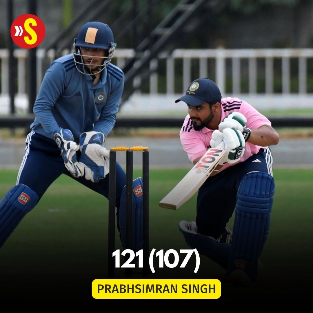 sportstarweb's tweet photo. Prabhsimran Singh’s pristine hundred and Nitish Rana’s four-wicket haul set up North Zone’s 48-run win over Central Zone in a second-round Deodhar Trophy match in Puducherry

✍️ @DhruvaPrasad9 

Report: https://t.co/q1Srn04KfH
#NZvCZ #DeodharTrophy https://t.co/VCOeWcnsfP