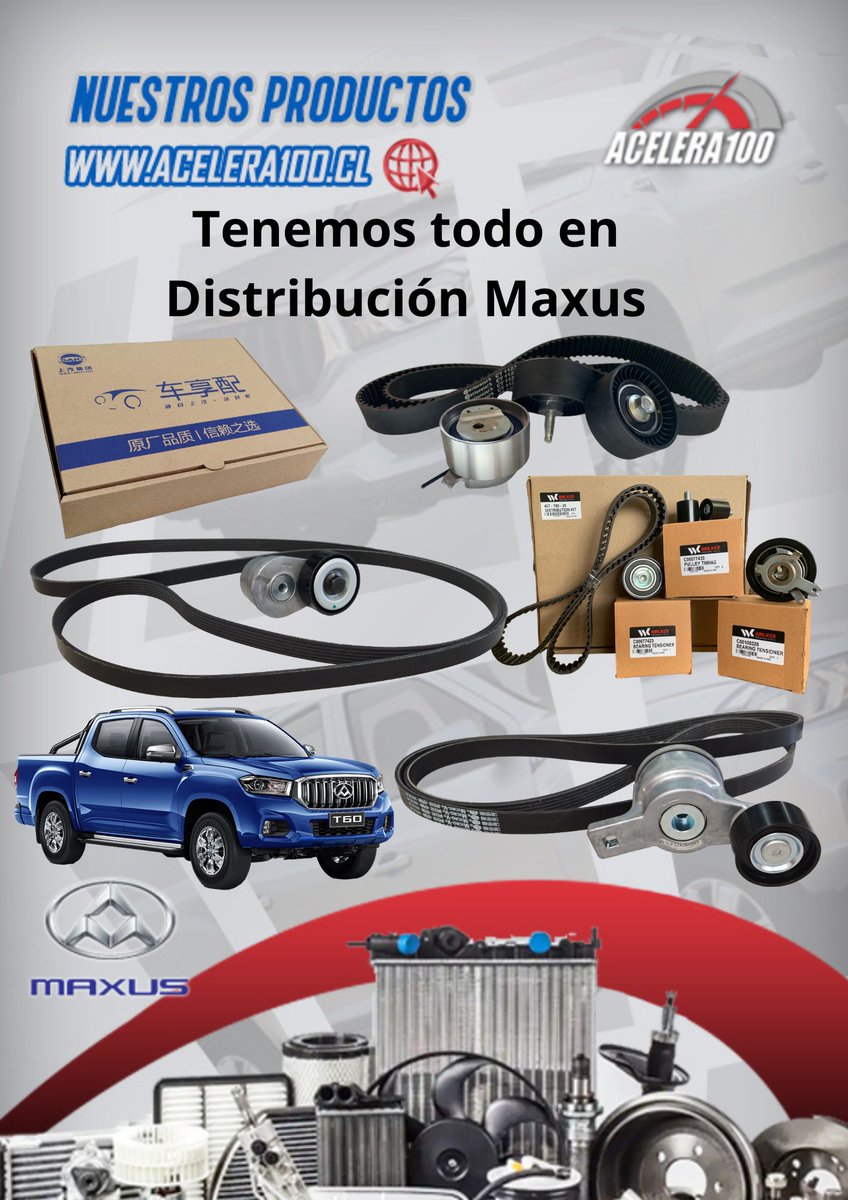 Acelera100_'s tweet photo. 🚨🚨 En Acelera 100, le ofrecemos todo en Maxus. Nos pueden contactar al 📲WhatsApp +569 45500798 ✔✔. Realizamos envíos a todo el país

#Acelera100 #Repuestosautomotrices #VentadeRepuestos #DistribucióndeRepuestos #Maxus #MaxusT60 https://t.co/pND1rkCi35