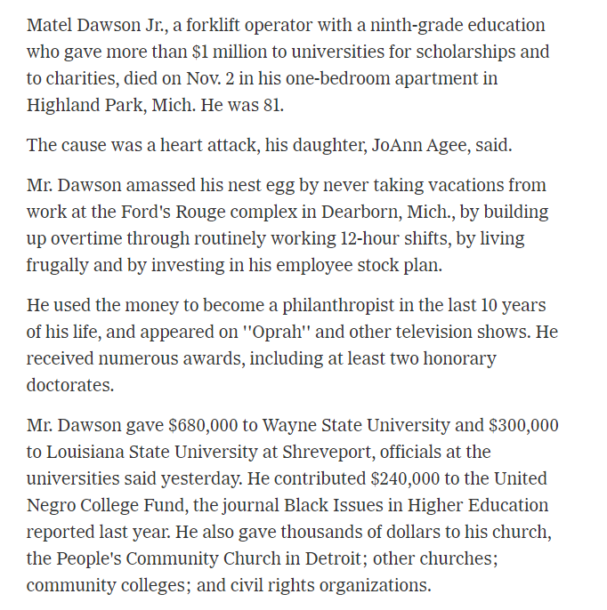 wellstonism's tweet photo. Matel Dawson Jr., who died in 2002, amassed a small fortune working grueling 12-hour shifts at Ford for decades. On an individual level, I look upon him with neither appreciation nor disgust, but merely in awe and horror at the power of capital to shape the human mind and soul. https://t.co/7XOoY7nZ7X