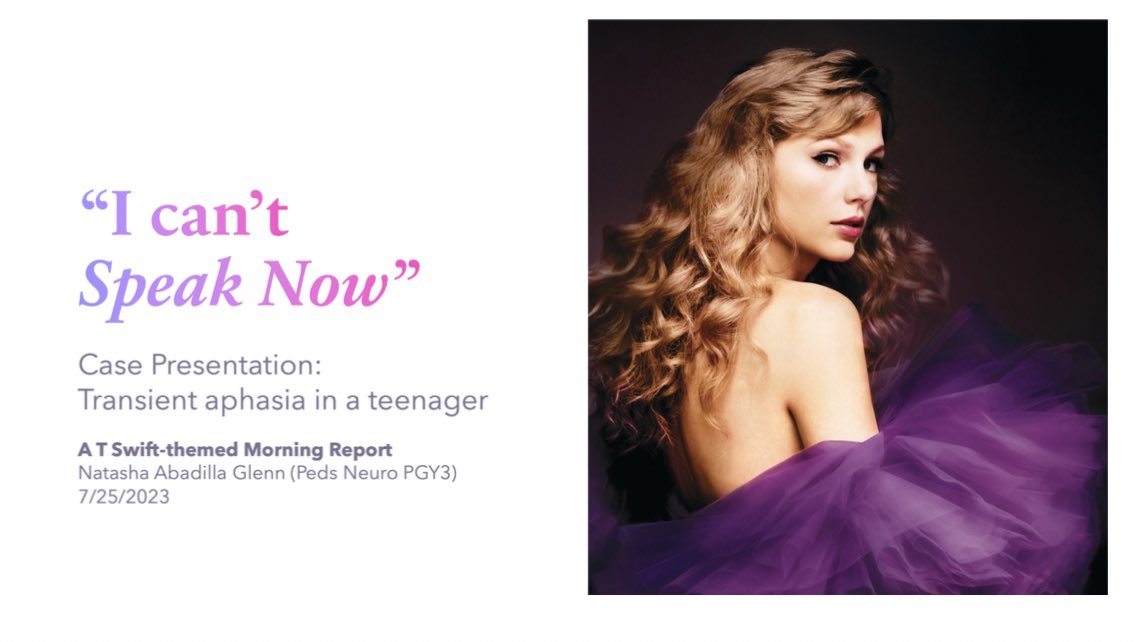 No one can tell me high quality #MedEd can’t also be fun &amp; pop culture-relevant….yesterday my Peds Neuro morning report was Taylor Swift themed 🎆💜 #MedTwitter